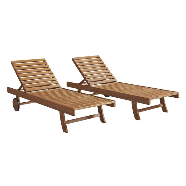 Alaterre Furniture Caspian Eucalyptus Wood Outdoor Lounge Chair, Set of 2 ANCP022EBO